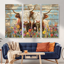 Cute Highland Cow Canvas Wall Art - Rustic Farmhouse Decor