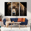 Grizzly Brown Bear Canvas Wall Art, Wildlife Animal Canvas