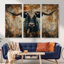 Longhorn Wall Art – Rustic Western Bull Canvas Print, Modern