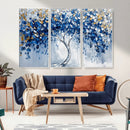 Blue and Gold Abstract Tree Wall Art Canvas Print | Modern