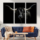 Texas Black Longhorn Bull Wall Art Canvas Print - Western by MyGreatCanvas | Canvas Wall Art Prints | Photo Prints & Wall Decor