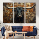 Longhorn Texas Cow Bull Wall Art | Rustic Farmhouse Canvas by MyGreatCanvas | Canvas Wall Art Prints | Photo Prints & Wall Decor