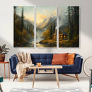 Wood Cabin Retreat Mountain at Sunset Wall Art Print - by MyGreatCanvas | Canvas Wall Art Prints | Photo Prints & Wall Decor