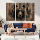 Rustic Grizzly 399 Wall Art | Triptych Canvas Print | Rustic