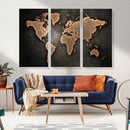 World Map Canvas Print – Framed Travel Map Wall Art for
