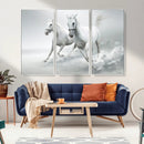 Large Wall Art Canvas Print – Beautiful Running White Horses
