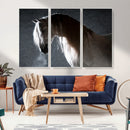 Large Wall Art Cream Colored Horse on Grey Background Canvas