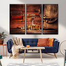 Whiskey and Cigar Canvas Wall Art | 3 Panel Bar Room Decor by MyGreatCanvas | Canvas Wall Art Prints | Photo Prints & Wall Decor