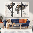 Abstract Map Printing - Modern World Map Canvas Wall Art for