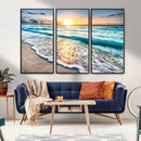 Sunset Beach Waves Canvas Wall Art – 5-Panel Ocean Sunset by MyGreatCanvas | Canvas Wall Art Prints | Photo Prints & Wall Decor