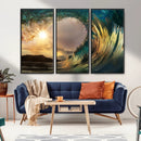 Golden Wave Sunset Canvas Print – Large Coastal Wall Art for