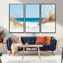 Serene Coastal Dune Path with Ocean View, 3-Panel Beach