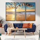 Golden Sunset Beach Print Canvas Wall Art, Giclee Canvas