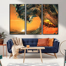Surf Wave Sunset Canvas Wall Art Print, 3-Panel Ocean