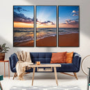 Serene Ocean Sunset Canvas Print, Golden Hour Beach Wall