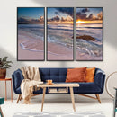 Sea Ocean Sunset Beach Wall Art Canvas Print