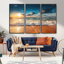 Golden Sunset Beach Triptych Canvas Art, Giclee Coastal Wall by MyGreatCanvas | Canvas Wall Art Prints | Photo Prints & Wall Decor