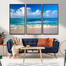 Tropical Beach 3-Panel Canvas Wall Art – Serene Ocean Waves