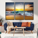 Golden Sunset Ocean Waves Wall Art Canvas Print – Multi