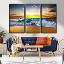 Golden Sunset Ocean Waves Wall Art Canvas Print – Multi
