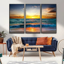 Vibrant Ocean Sunrise Over Golden Beach Waves, Giclee Canvas by MyGreatCanvas | Canvas Wall Art Prints | Photo Prints & Wall Decor