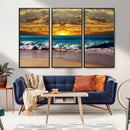 Ocean Sunrise Over Golden Beach Waves, Giclee Canvas Wall by MyGreatCanvas | Canvas Wall Art Prints | Photo Prints & Wall Decor