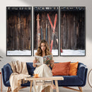 Vintage Ski Gear Canvas Print, Vintage Ski Gear Against