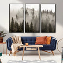 Foggy Mountain Wall Art | 3-Panel Foggy Forest and Mountain