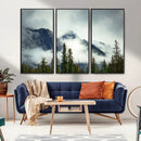 Mountain Mist Canvas Wall Art Print | 3-Panel Foggy Forest