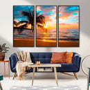Palm Tree Sunset On The Beach Wall Art Canvas, Framed Palm by MyGreatCanvas | Canvas Wall Art Prints | Photo Prints & Wall Decor