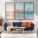Tranquil Ocean Beach Sunset Canvas Wall Art | 3-Panel by MyGreatCanvas | Canvas Wall Art Prints | Photo Prints & Wall Decor