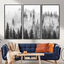 Forest Wall Art Print | Foggy Pine Forest Canvas Wall Art -