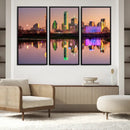 Colorful Dallas City Lights Night Skyline Wall Art Print