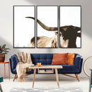Texas Longhorn Wall Art Canvas Print | 3-Panel Large