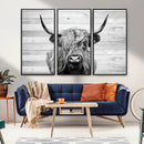 Scottish Highland Cow Cattle Art Print on Wood Background by MyGreatCanvas | Canvas Wall Art Prints | Photo Prints & Wall Decor