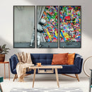 Banksy Colorful Street Graffiti Canvas Wall Art Print, by MyGreatCanvas | Canvas Wall Art Prints | Photo Prints & Wall Decor
