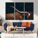 Texas Longhorn Bull Wall Art Canvas Print - Large Framed