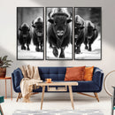 American Bison Art | Buffalo Herd Wall Art Canvas Print, BW