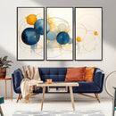 Geometric Blue Orange Abstract Wall Art Canvas, Geometric