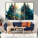 Watercolor Trees Forest Abstract Wall Art Canvas Print,