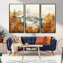 Golden Autumn Forest Wall Art Canvas | Mountain Landscape