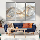 Abstract art Grey and Gold Lines Wall Art