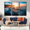Sunset Beach Ocean Canvas Wall Art – Tranquil Ocean