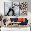Banksy Art Behind the Curtain Street Wall Art Canvas Print |