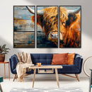 Highland Cow Abstract Canvas Wall Art – Bold Farmhouse