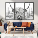 Rustic Charm | Cow Longhorn Black White Bighorn Wall Art