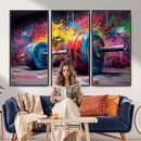 Abstract Graffiti Barbell Canvas Wall Art – Urban Fitness