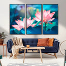Pink Lotus Flower Canvas Wall Art | Vibrant Floral Wall