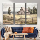 Rustic Farmhouse Barn Wall Art | 3-Panel Framed Gallery Wrap