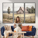 Rustic Farmhouse Barn Wall Art | 3-Panel Framed Gallery Wrap